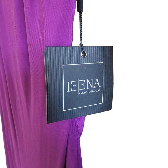 Ieena For Mac Duggal 27140 One Shoulder Cowl Back Midi Dress Size Small Purple - Picture 11 of 13